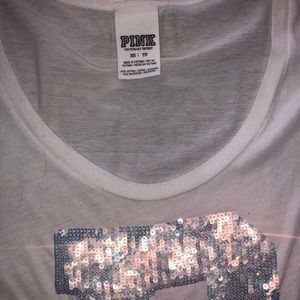 PINK Victoria's Secret Tops - XS PINK WHITE BLING SHIRT PINK Victoria's Secret Tops - XS PINK WHITE BLING SHIRT